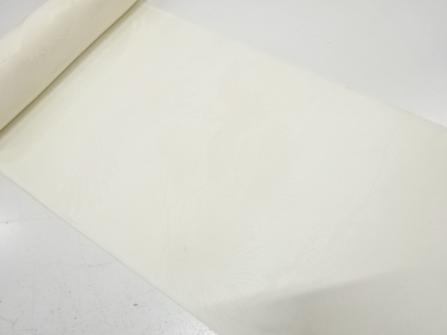 JAPANESE KIMONO / ANTIQUE BOLT FOR JUBAN / WOVEN CRANE & PINE